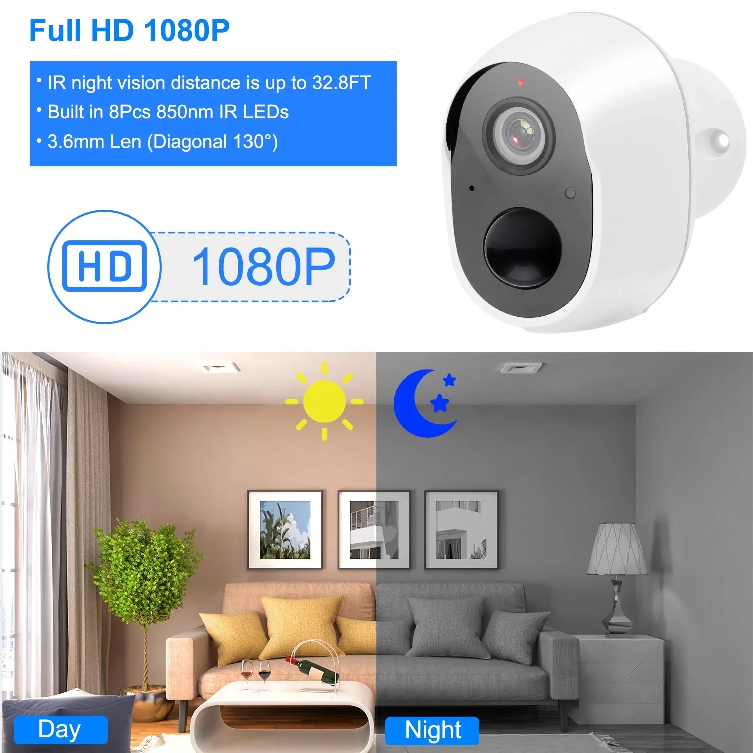 iNova 1080P FHD WiFi IP Camera Two-Way Audio Security Surveillance Camera IP65 Waterproof