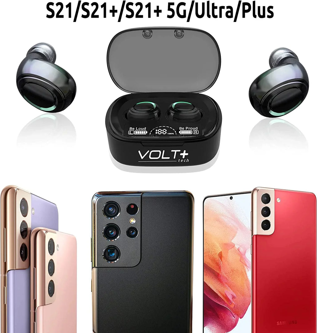 Wireless V5.1 PRO Earbuds Compatible with Samsung Galaxy S22+/ 5G/Plus/Ultra IPX3 BlueTooth Touch Waterproof / Sweatproof / Noise Reduction with Mic (Black)