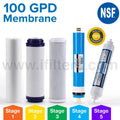 Reverse Osmosis Universal Replacement Filter Set RO Cartridges 5 pcs w/ 100 GPD Membrane