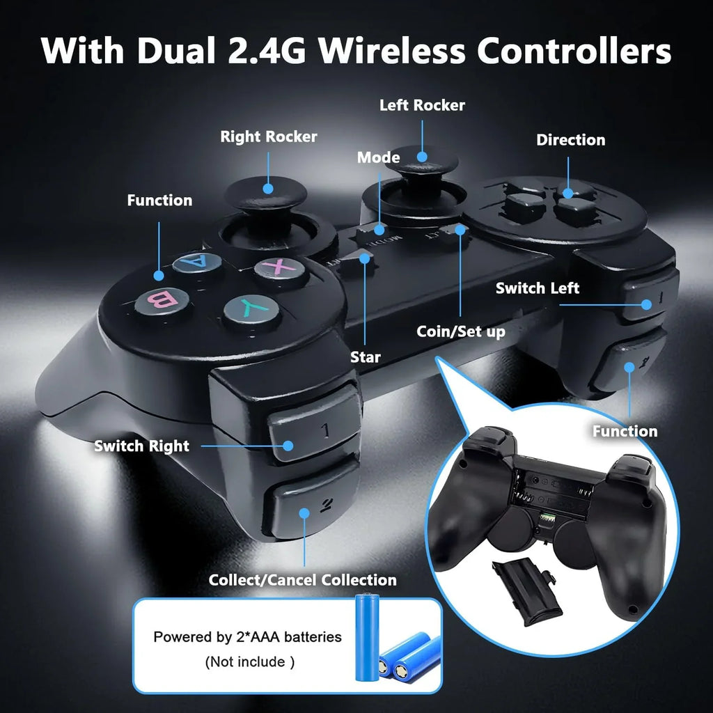 Retro Game Stick - Retro Game Console Revisit Classic Games with Built-in 9 Emulators, 20,000+ Games, 4K HD Output, and 2.4GHz Wireless Controller for TV Plug and Play(64G)