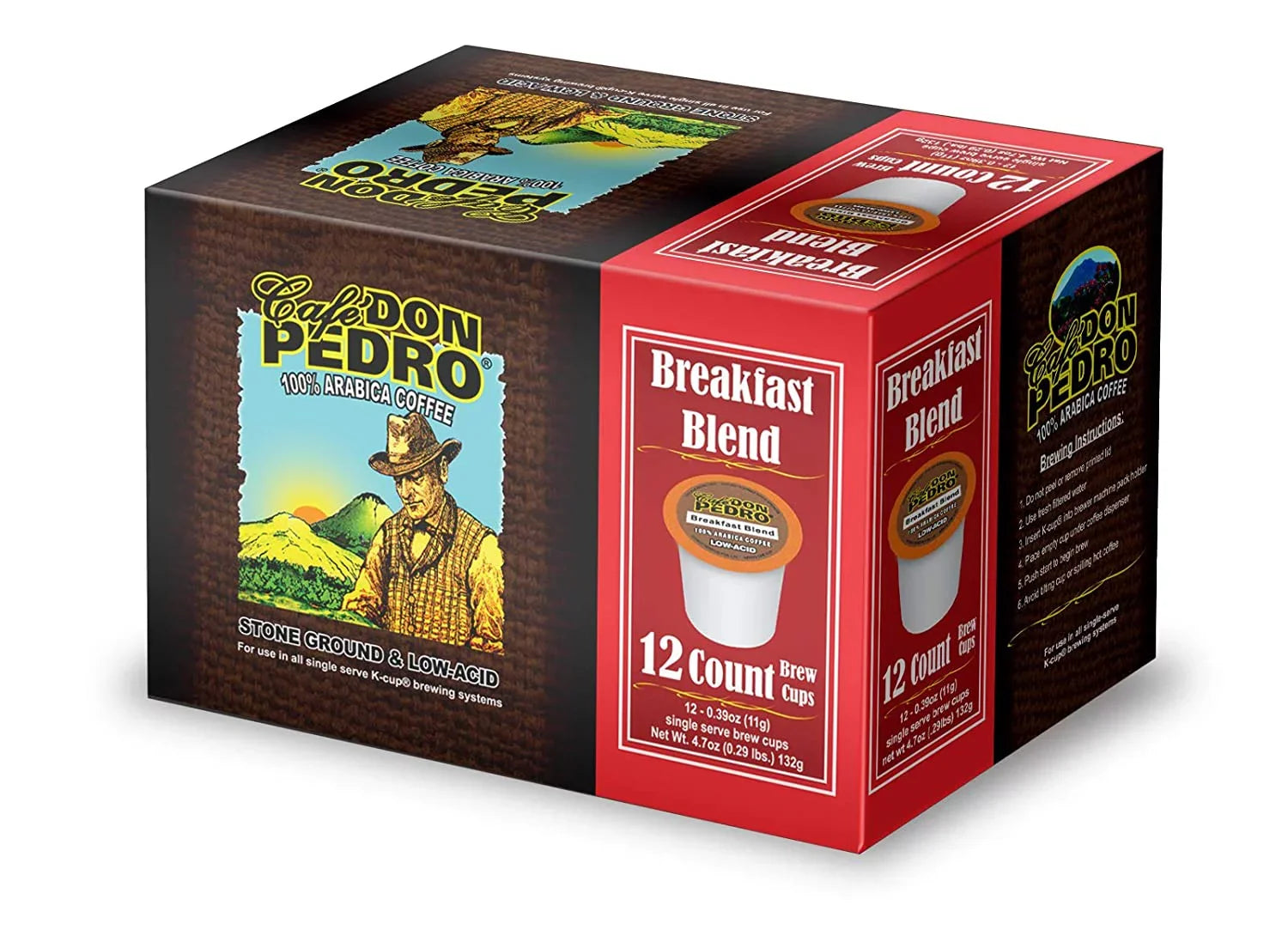 Cafe Don Pedro Assortment Pack Arabica Low-Acid Coffee Pods 72 Ct. - Compatible With Keurig K-cup Coffee Maker - Try 6 Different Coffees 12 Cups of Each - 100% Arabica