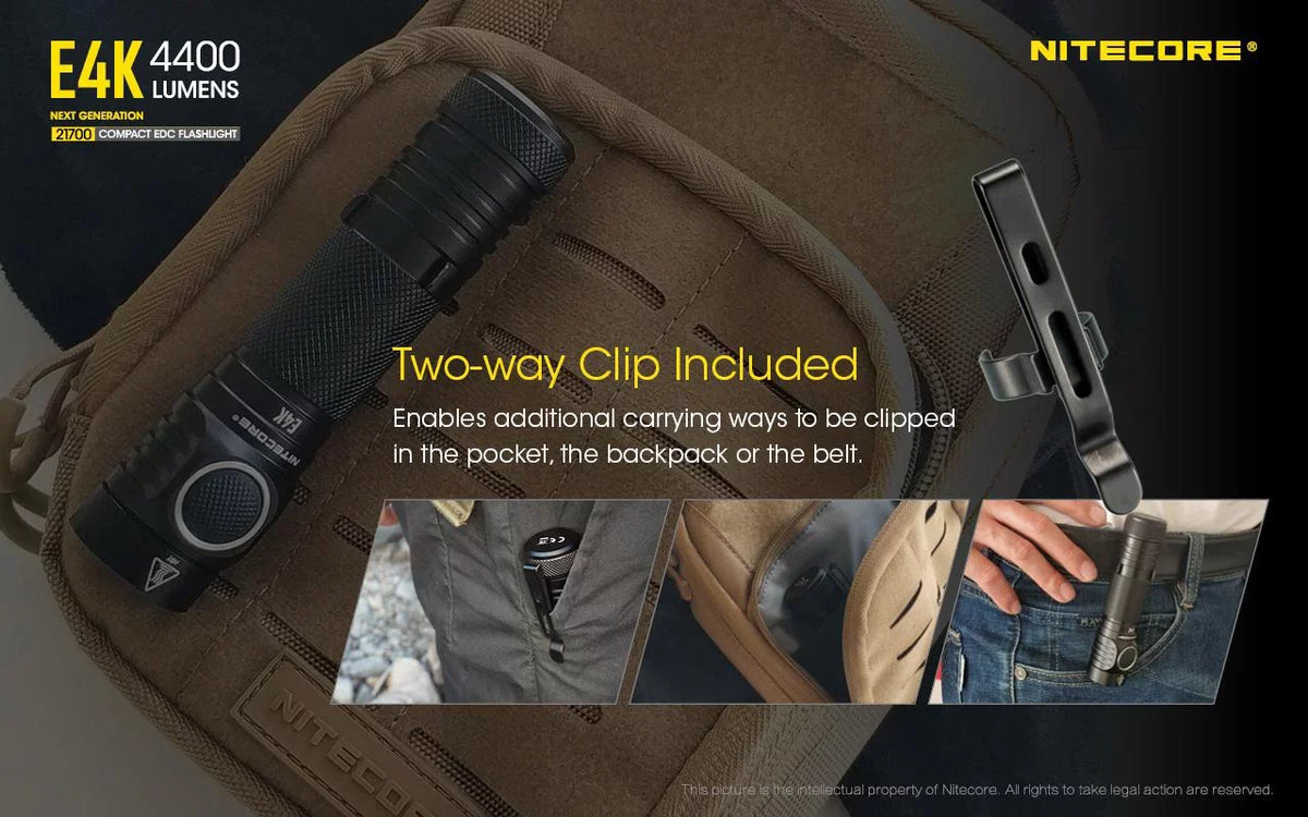 Combo: NITECORE E4K Next generation Flashlight - 4400 Lumens w/NL2150HPi  and  NL2150HPR Batteries +UMS2 Intelligent Charger  and  Eco-Sensa USB Cord