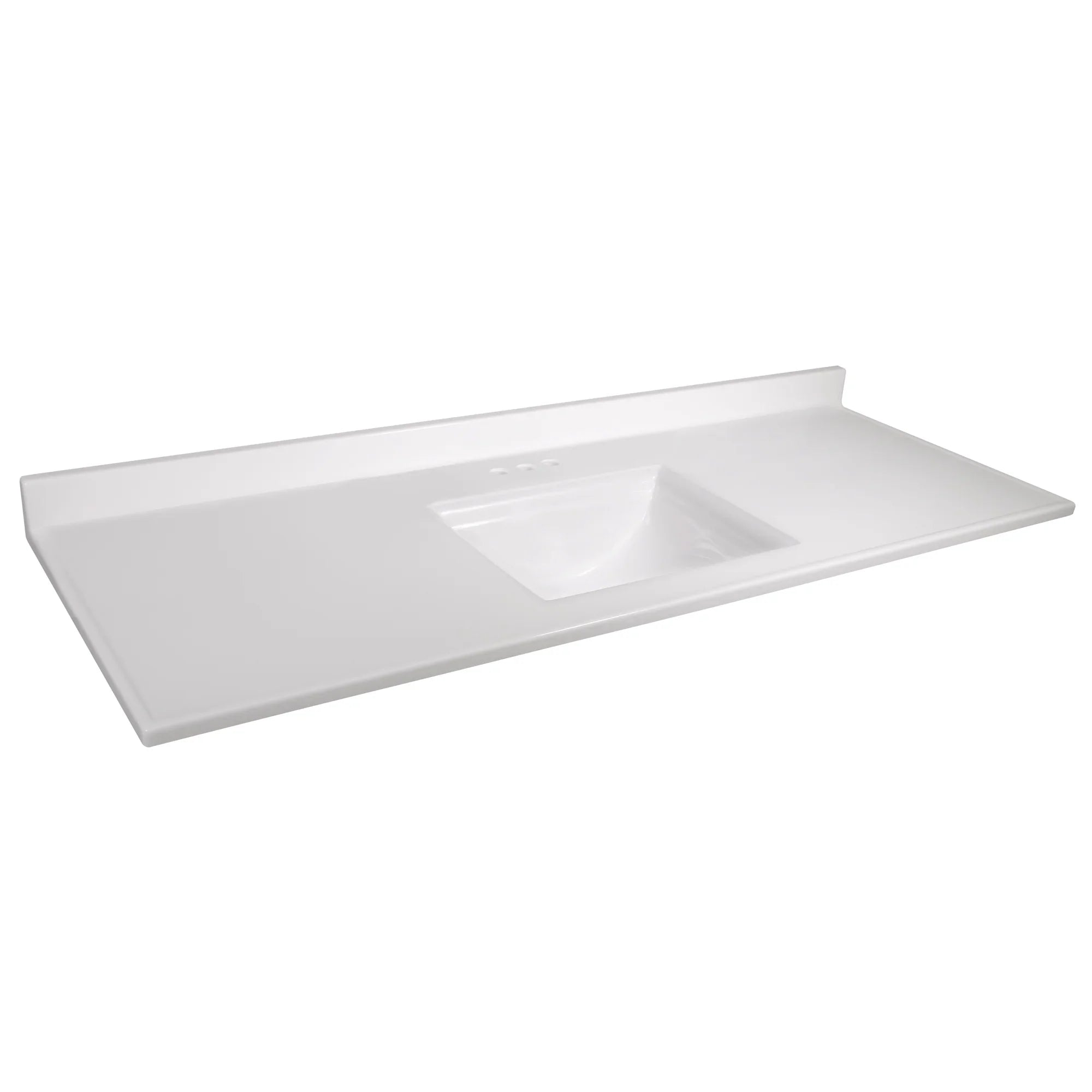 Design House 557660-WHT 61-inch Camilla Cultured Marble Centerset Mount Rectangle Single Bow Vanity Top with Integrated Backsplash, Solid White
