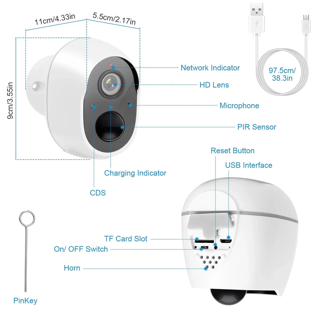 iNova 1080P FHD WiFi IP Camera Two-Way Audio Security Surveillance Camera IP65 Waterproof