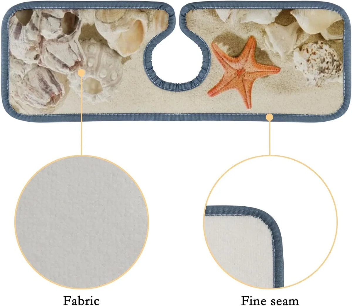 Bestwell 3PCS Faucet Absorbent Mat, Sea Beach Starfishes Summer Washable Sink Splash Guard Drip Catcher, Kitchen Bath Countertop Sinkmat Microfiber Drying Mats