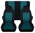 T402-Designcovers Compatible with 2003-2006 Jeep wrangler LJ 2door Seat Covers:Black and Teal- Full Set Front&Rear