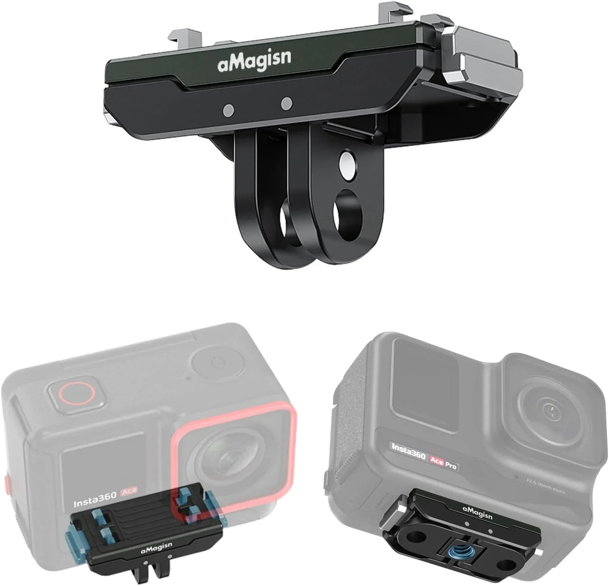 GAEKOL Insta360 Ace Pro Quick Release Mount, Snap-On Magnetic 2 Prong Mount and 1/4 Thread Mount for Insta360 Ace Pro / Insta360 Ace