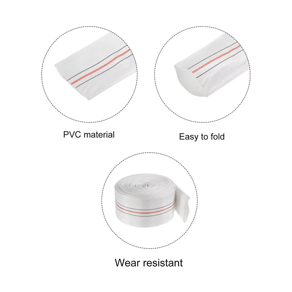 Lightweight Backwash Hose Lay Flat Reinforced Discharge PVC Hose 65mm ID 49ft for Swimming Pool