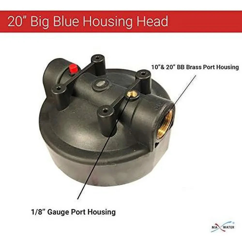 2 Pack 10" BB Clear Whole House  System Filter Housing 1" NPT Brass Ports W/Pressure Release, 2 Pressure Gauges, Wrench  2 Brackets