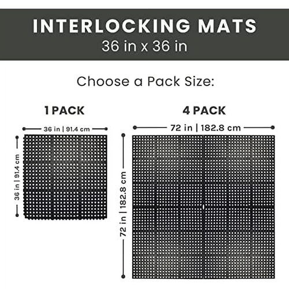 Interlocking Rubber Floor Mat For Restaurant Kitchen Floor Anti Fatigue Bar Door Mat Non-Slip Indoor Outdoor Shower Pool Drainage, Durable Garage Flooring 36 X 36 Inch