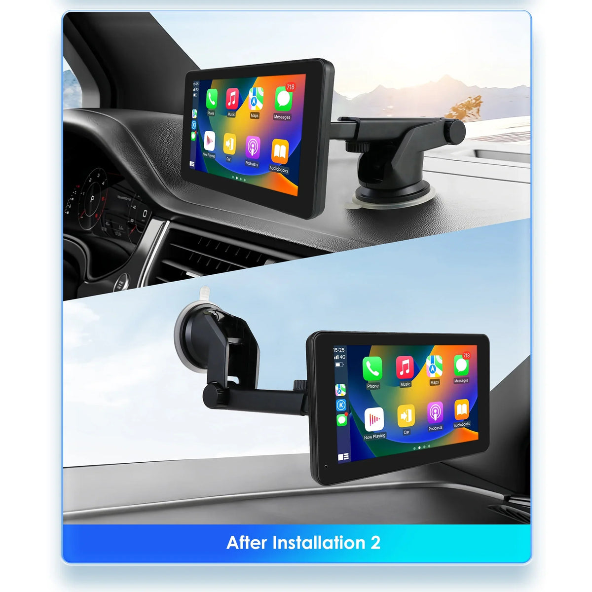 GPS Navigation Apple Carplay AUX FM Car Radio Stereo Head Unit 7" Touchscreen 360° Adjustable Portable Mirror Link Android Auto Monitor Player