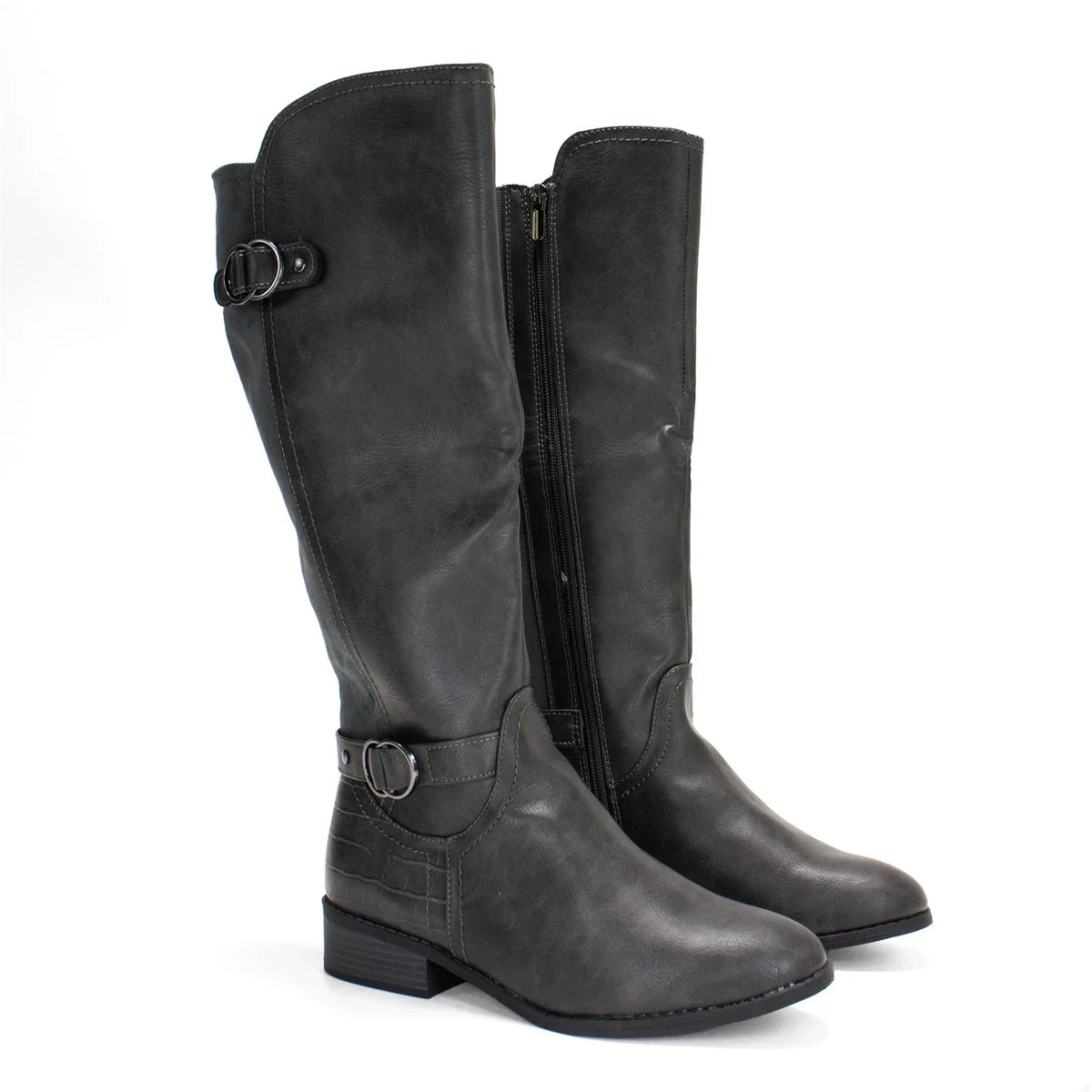 Karen Scott Women's Leandraa Extra Wide Calf Riding Boot, Grey,8 M US