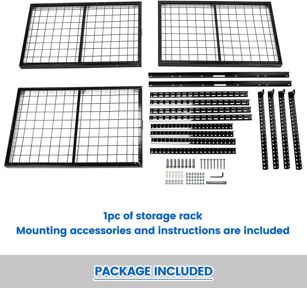 HECASA 3FT X 6FT Overhead Storage Rack Heavy Duty 72" x 36" Mounted Ceiling Rack Shelf Black Steel
