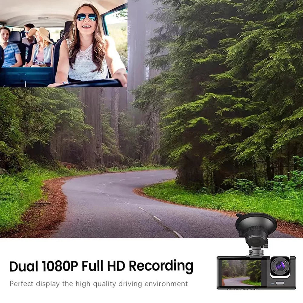 Docooler 3 Cameras Dash Cam Multi-Language Clear Car Rearview Mirror Car Video Recording Camcorder Wide Angle Car Camera Recorder WIFI Interconnection Auto Safety Driving Recorder