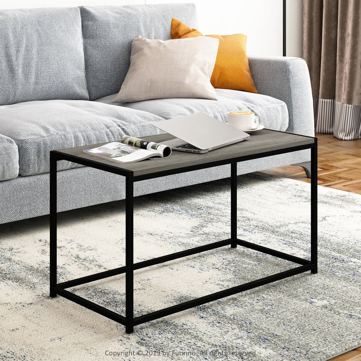 Furinno Camnus Modern Living Coffee Table, French Oak Grey