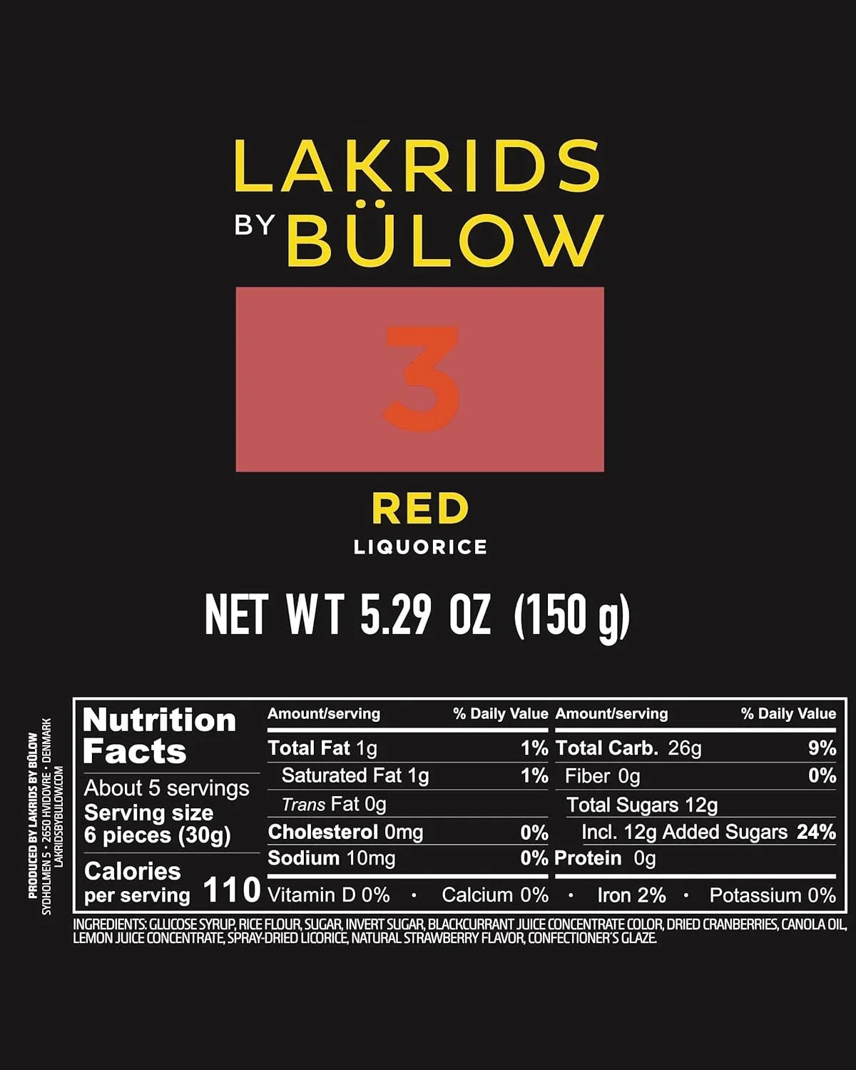 3  Red Licorice  5.29 OZ  Vegan Gourmet Licorice From Scandinavia  Gluten & Gelatine  Authentic Danish Candy
