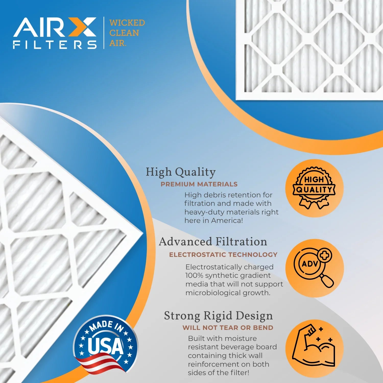 20x22x1 Air Filter MERV 8 Comparable to MPR 700 & FPR 5 Electrostatic Pleated Air Conditioner Filter 6 Pack HVAC AC Premium USA Made 20x22x1 Furnace Filters by AIRX FILTERS WICKED CLEAN AIR.