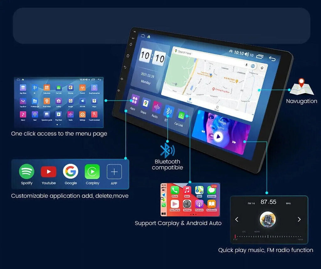 For GMC Yukon Chevy Tahoe Suburban Android 12 Octa Core 4GB RAM Apple Carplay Car Stereo AM FM Radio GPS Weather
