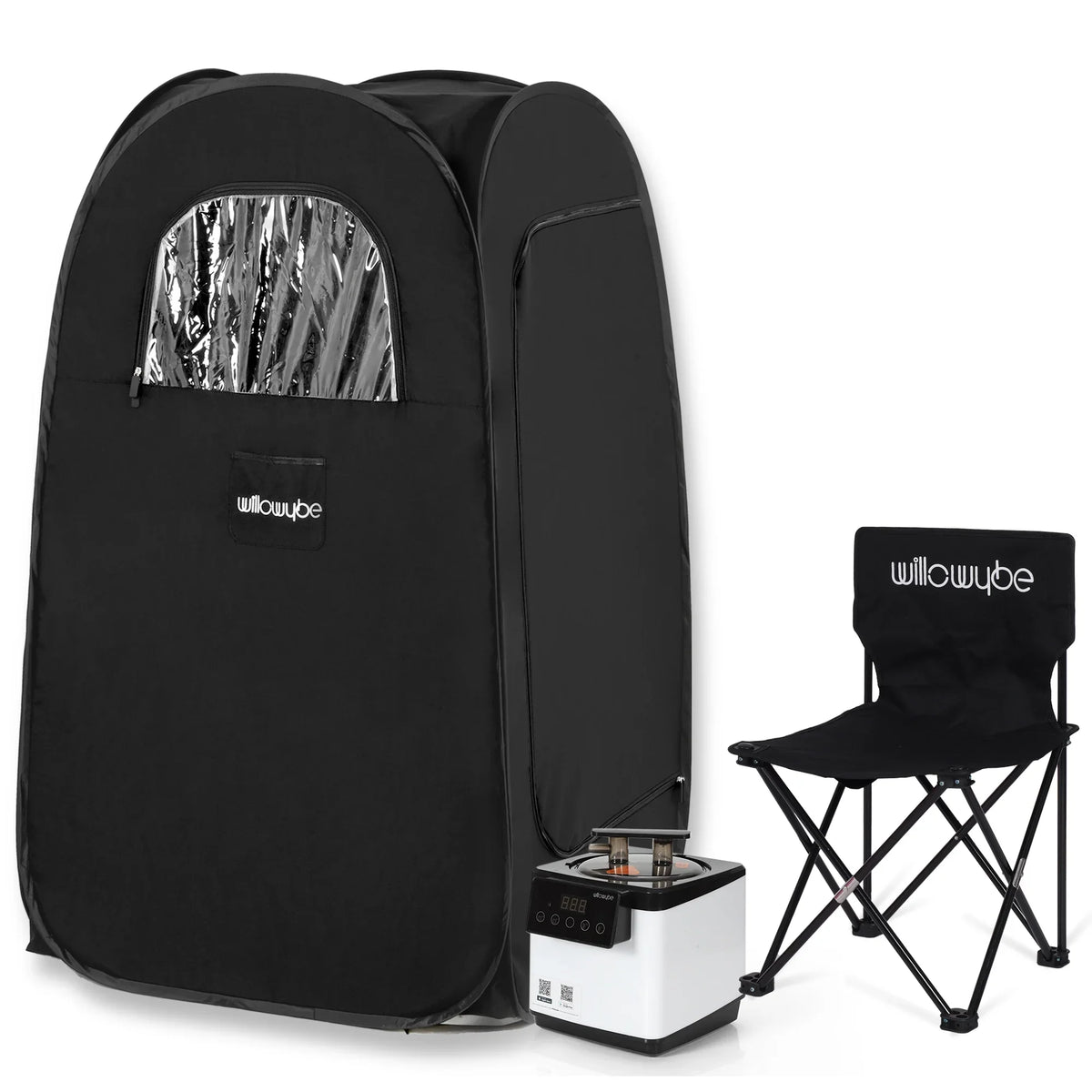 Portable Steam Sauna with Bluetooth Control, Steamer, Body Tent, Foldable Chair | Personal Home Spa (Black)