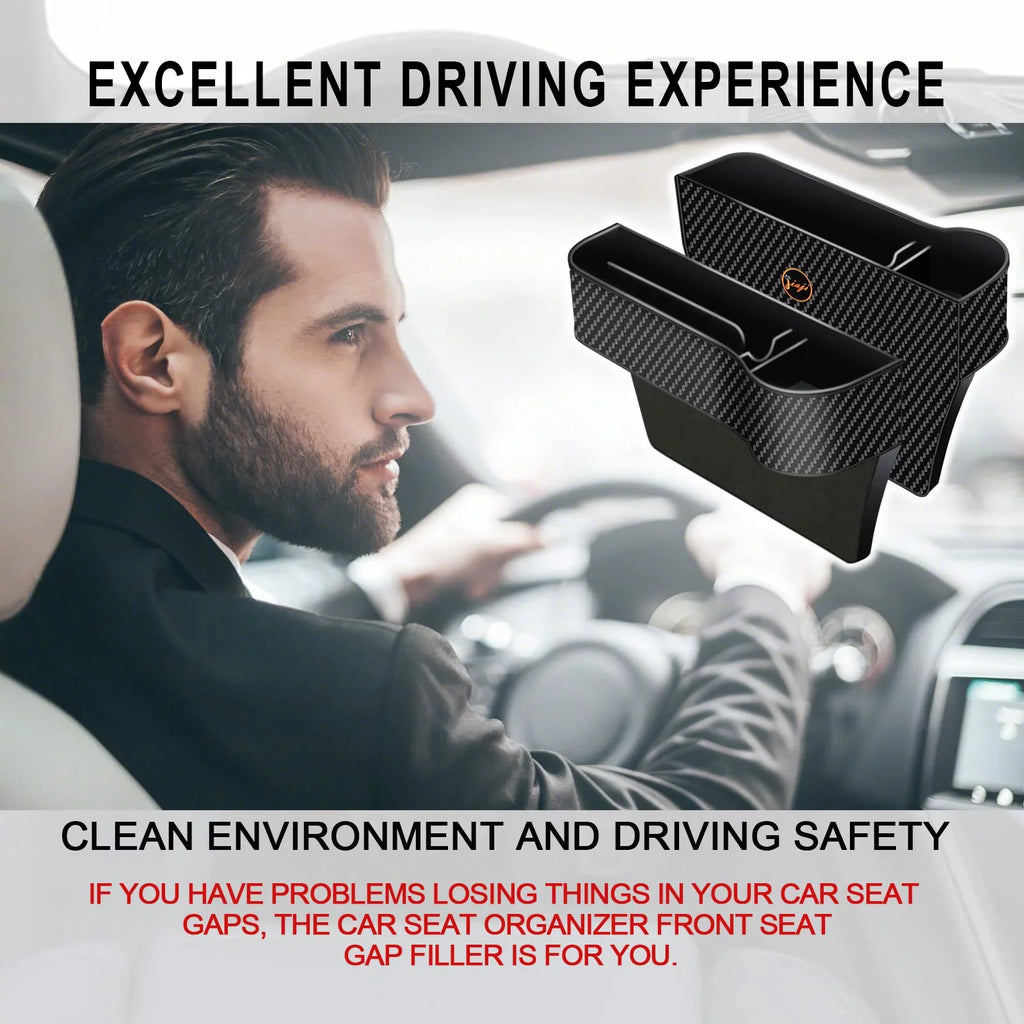 FOAUUH 2 Pack Car Seat Gap Filler Organizer,Multifunctional Car Seat Organizer with Cup Holders 2 Seat Hooks for Drink,Car Organizer Front Seat