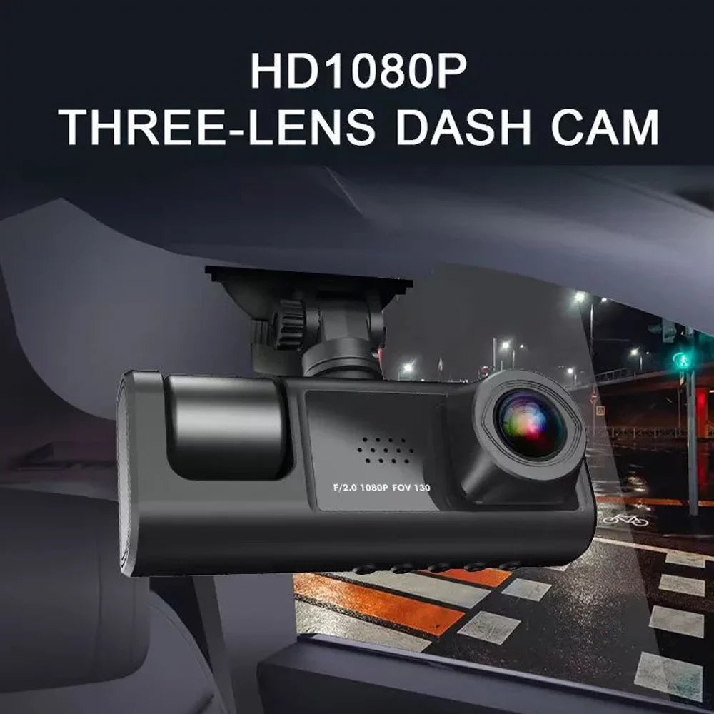 Docooler 3 Cameras Dash Cam Multi-Language Clear Car Rearview Mirror Car Video Recording Camcorder Wide Angle Car Camera Recorder WIFI Interconnection Auto Safety Driving Recorder