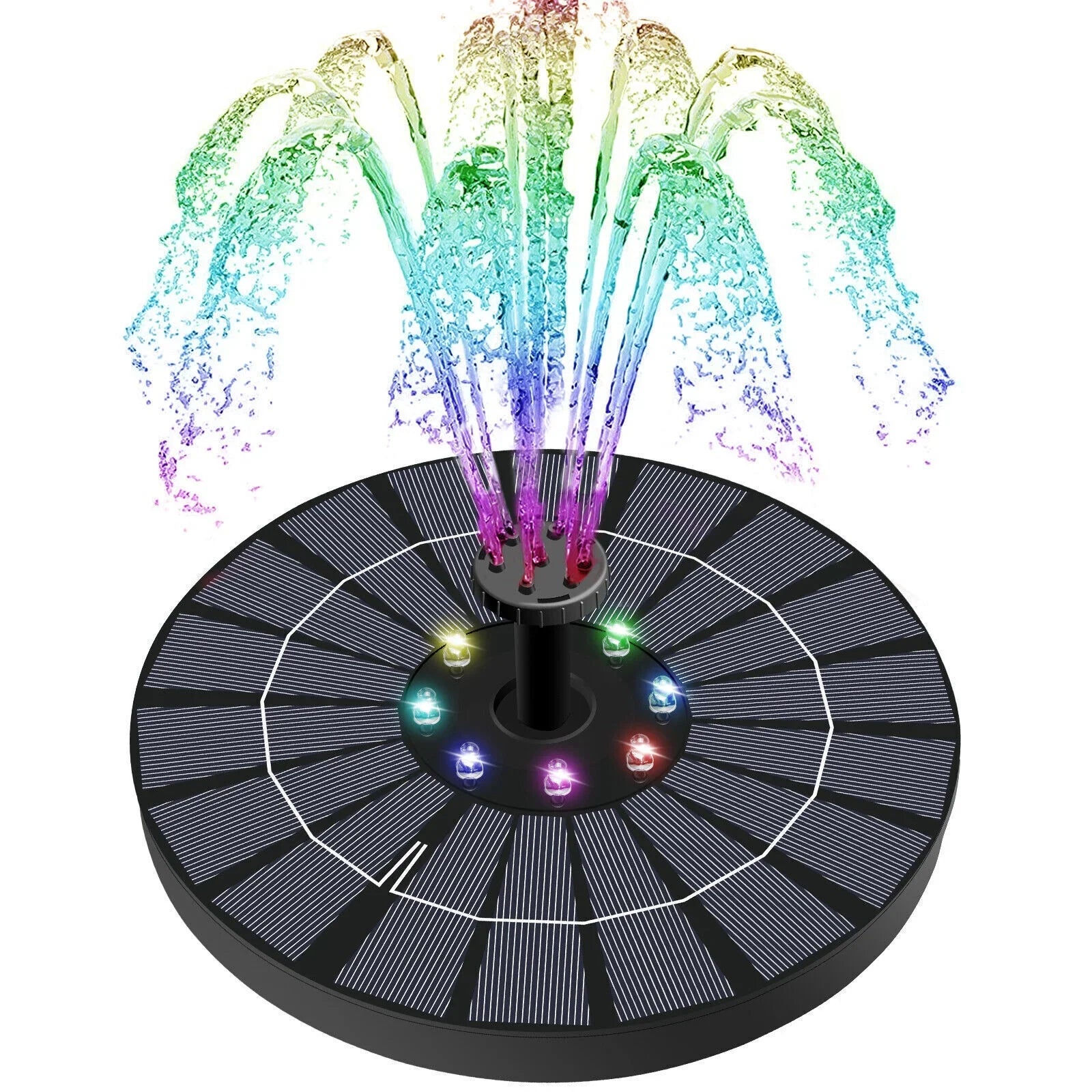 Solar Power Water Fountain Pump Bird Bath 6LED Floating Pond Pool Outdoor Garden